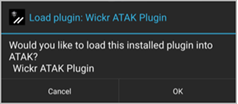 L'option Wickr Plugin dans l'application ATAK.