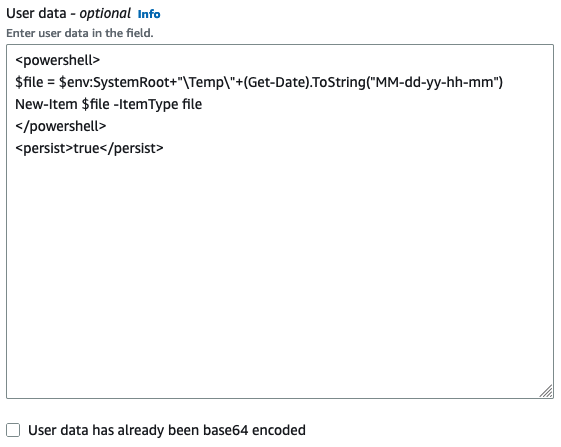 Bidang teks data pengguna Detail Lanjutan.