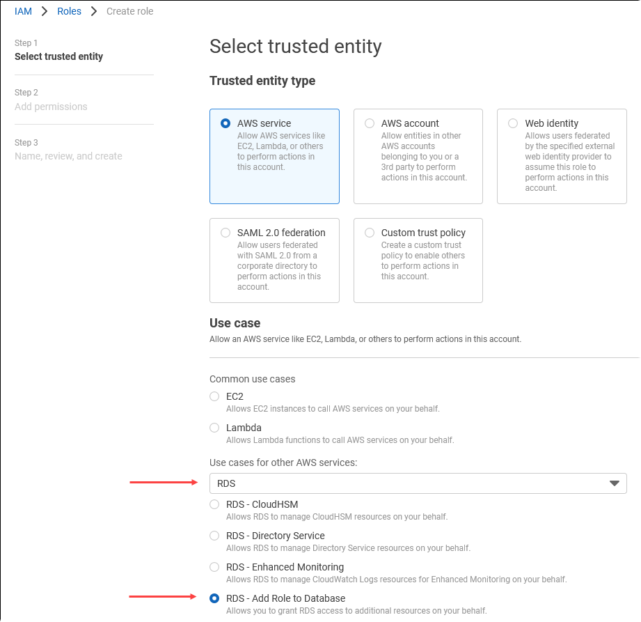 Membuat peran Aurora Postgre untuk bekerja dengan Amazon SQL Comprehend.