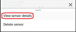 Menu options showing "View sensor details" and "Delete sensor" with "View sensor details" highlighted.