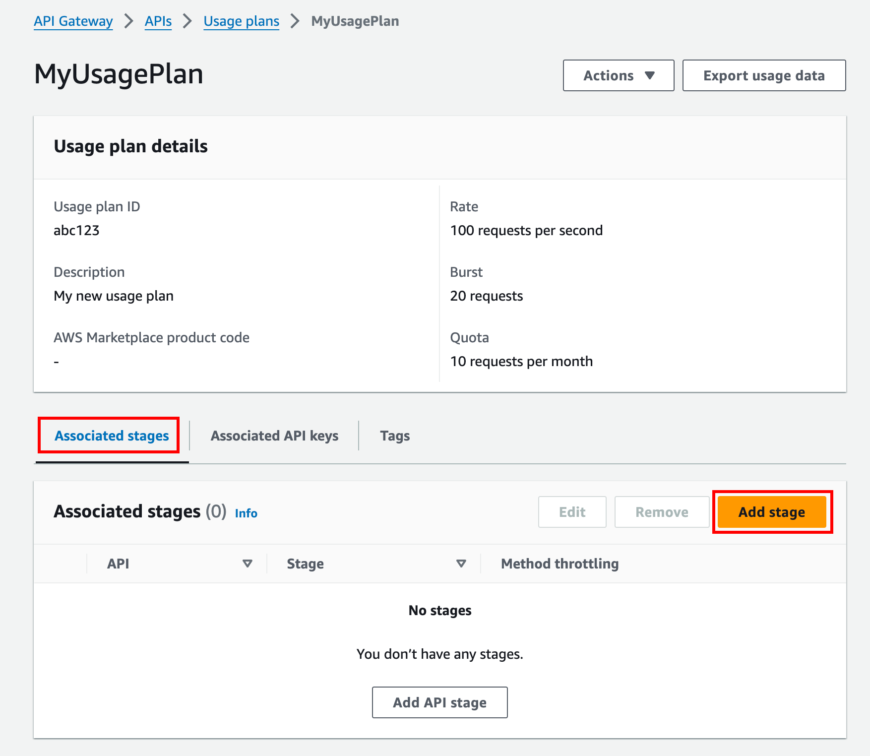 Tambahkan API tahapan ke rencana penggunaan.