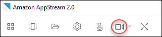 Toolbar with icons including a video camera symbol without a diagonal line.