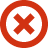 Red circular icon with an X symbol, indicating cancellation or denial.