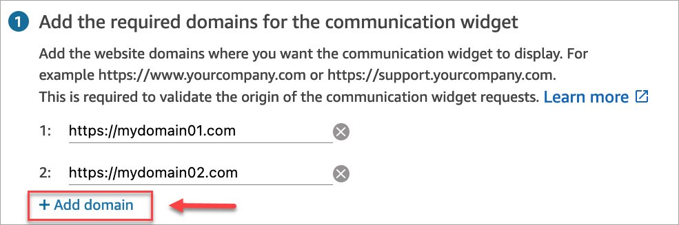 Opsi tambahkan domain.