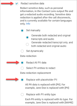 Pengaturan default untuk redaksi data sensitif.