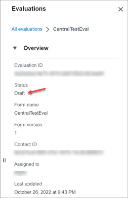 Panel evaluasi, status evaluasi diatur ke draf.