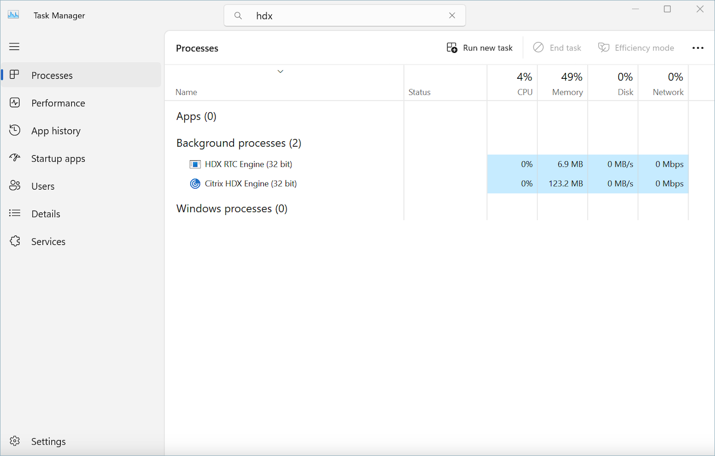 Menggunakan task manager di Windows.