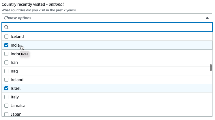 Tangkapan layar menunjukkan parameter transformasi visual khusus dengan daftar drop-down.