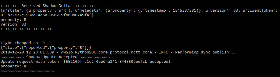 Tangkapan layar dari output yang terkait dengan GG_TrafficLight.