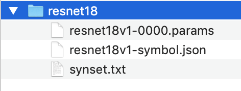 Direktori resnet18 berisi tiga file.