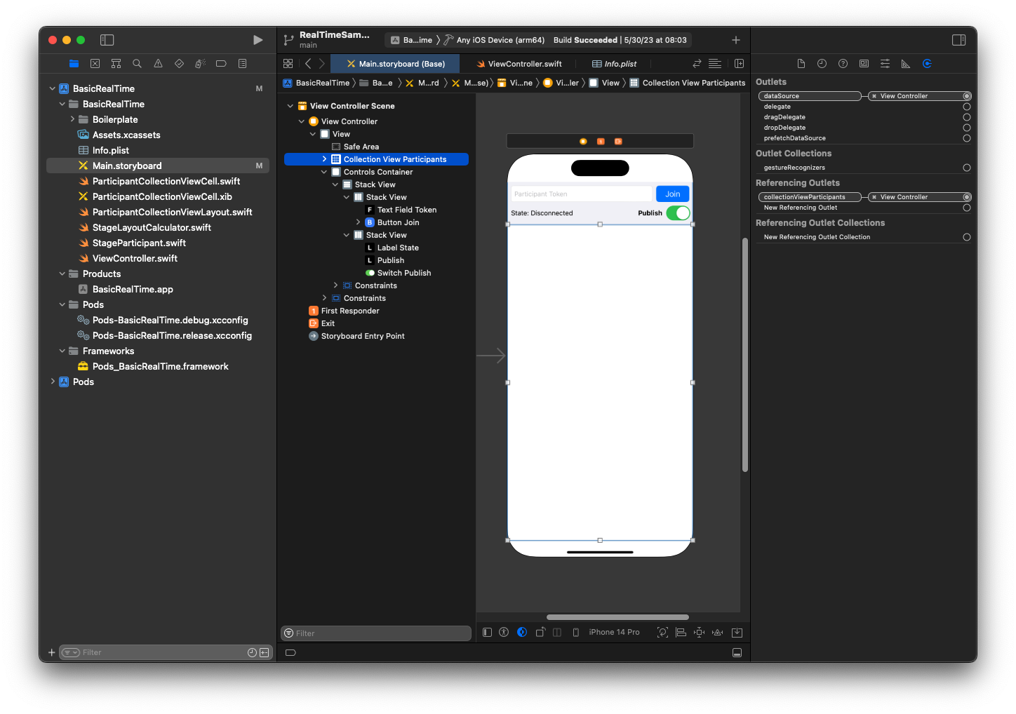 Setel aplikasi Peserta Tampilan Koleksi untuk iOS. dataSource