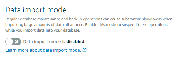 Mode impor data beralih di konsol Lightsail