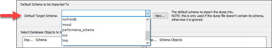 Memilih skema target default