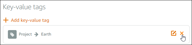 Menghapus tag nilai kunci di konsol Lightsail.