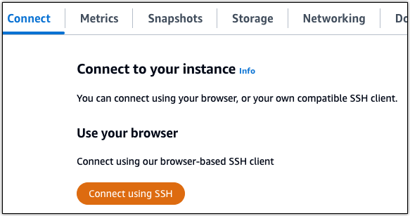 Connect ke instans Anda menggunakan SSH