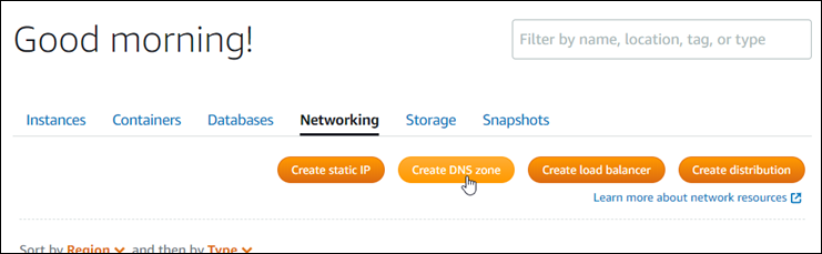 Buat DNS zona di konsol Lightsail