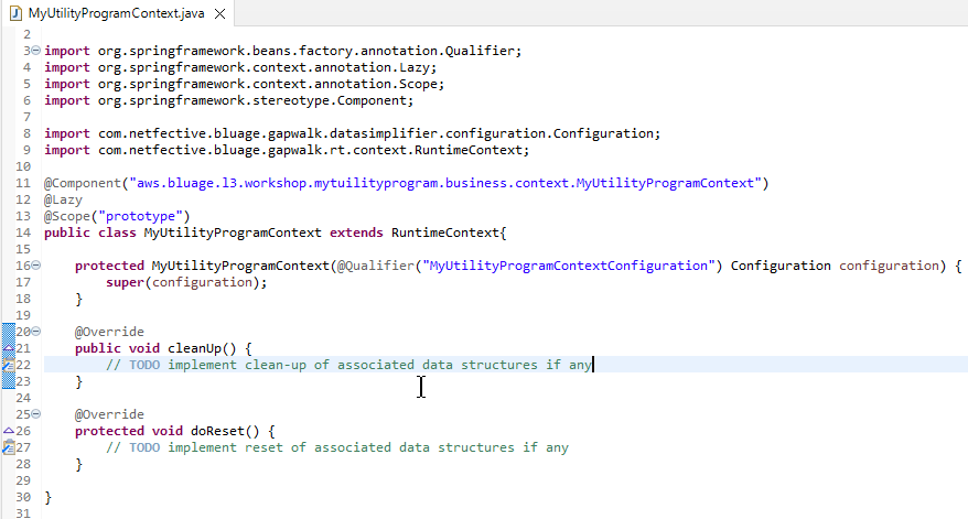 Konteks program baru dalam file Java.