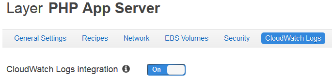 CloudWatch Log kontrol slider