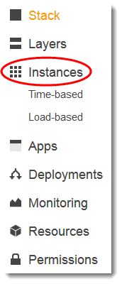 Menu options including Stack, Layers, and Instances with Instances circled in red.