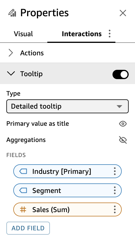 Gambar tab tooltip di panel Format visual dengan semua opsi diperluas.