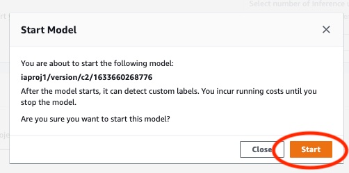 Mulai kotak dialog model dengan tombol Start.