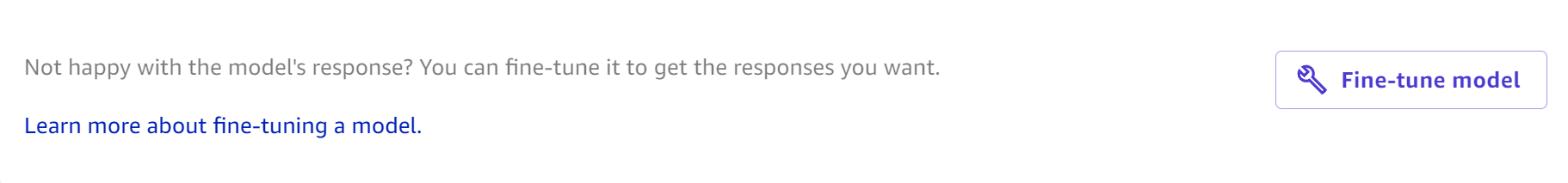 Screenshot dari opsi Fine-tune foundation model yang ditampilkan dalam obrolan.