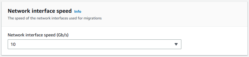 Kecepatan antarmuka jaringan menunjukkan kecepatan default 10 Gb/s.