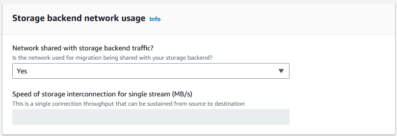 Penggunaan jaringan back-end penyimpanan menunjukkan nilai default ya.