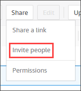 The Share menu and Invite people command.