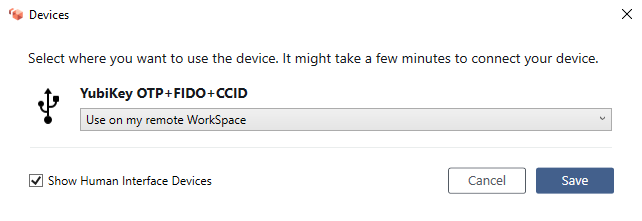Seleksi untuk digunakan pada remote WorkSpace