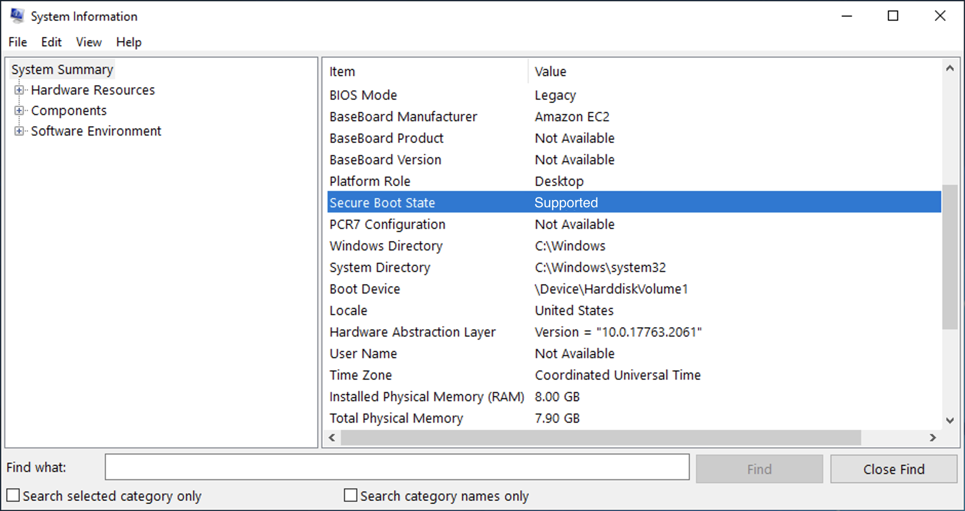 Secure Boot State within System Information.