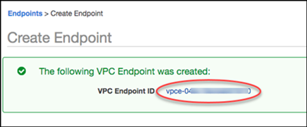 Link to the Amazon VPC endpoint details