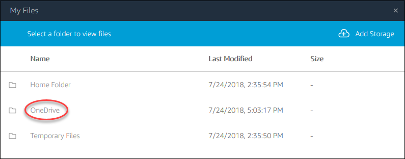 File explorer window showing OneDrive folder added to My Files with last modified date.