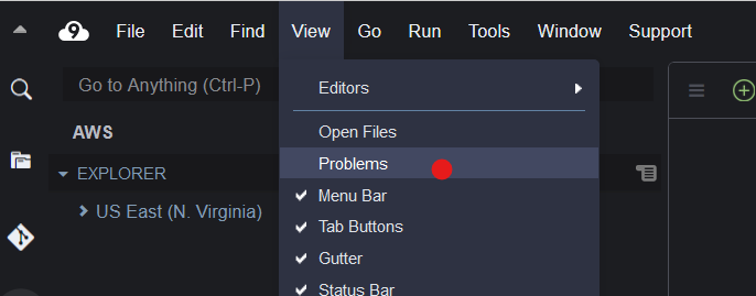Opening the problems tab