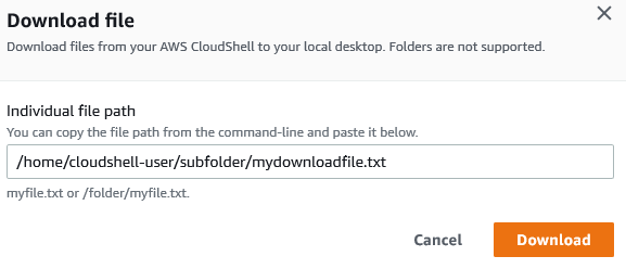 Specifying a path for a file download.