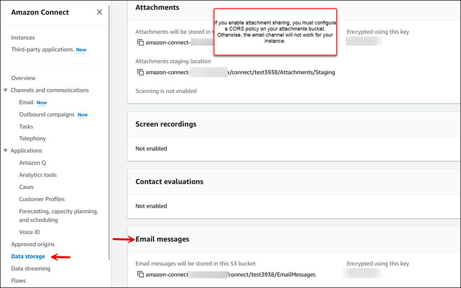 The Amazon S3 bucket to store emails and attachments.