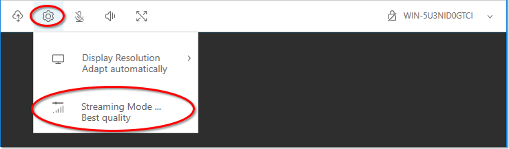 Settings button located in the top-left corner of the interface.