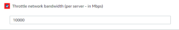 Input field for setting network bandwidth throttle limit in Mbps per server.