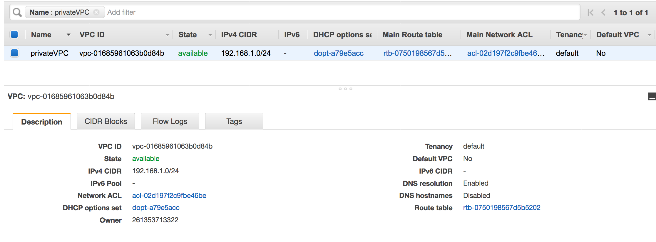 Example of an Amazon S3 endpoint attached to a VPC.