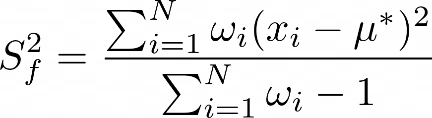 Equation for frequency standard deviation.