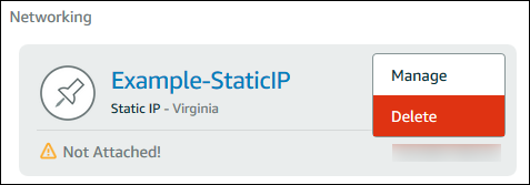 Delete a static IP in the Networking page