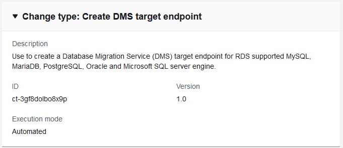 Database Migration Service target endpoint creation details for RDS-supported databases.