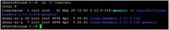 Terminal output showing Linux directory listing with kernel-related files and timestamps.