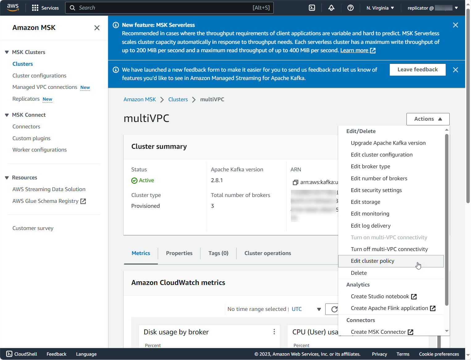 Edit cluster policy in console