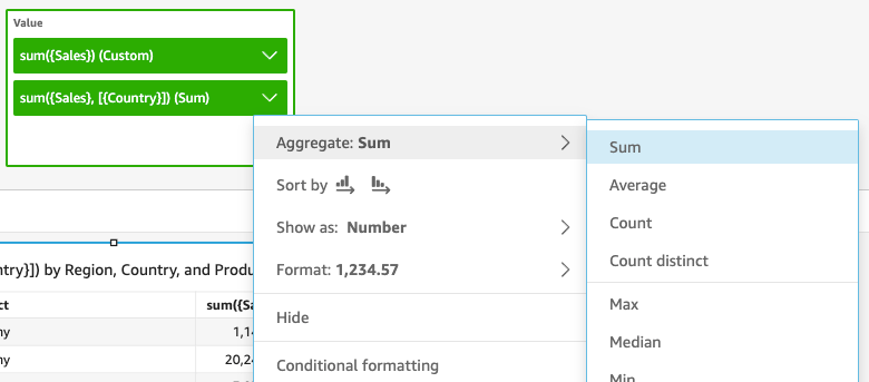 Use the on-visual aggregation options to further nest a LAC-A function.