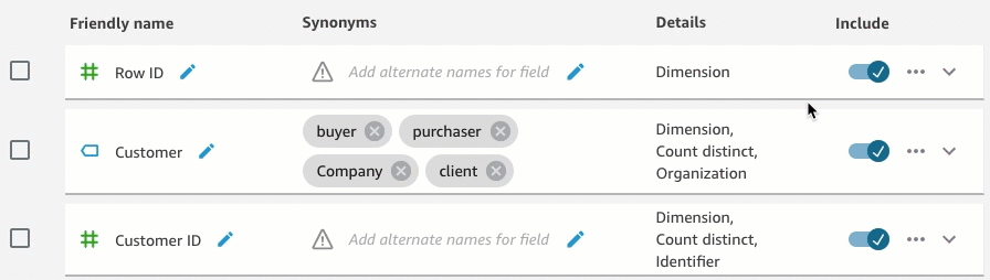 Image of excluding a field.