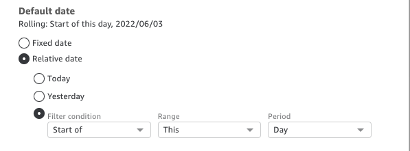 Set a rolling date for the parameter.