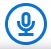 Microphone icon enclosed in a blue circle, representing audio input or voice recording.