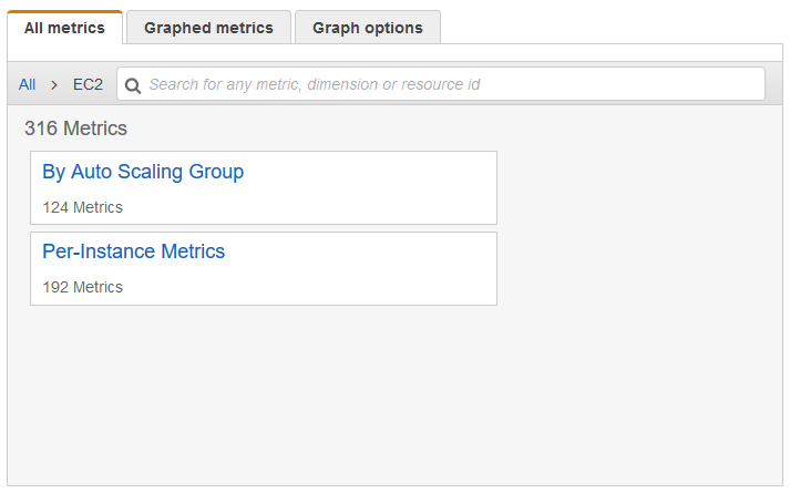 Visualizza le dimensioni metriche per Amazon EC2