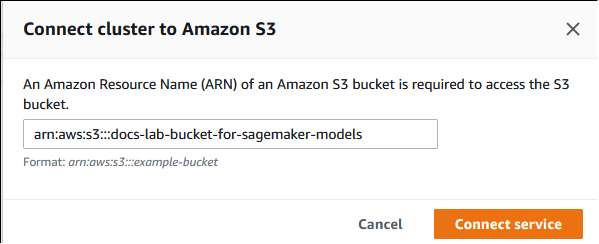 Immagine del bucket ARN per Amazon S3 specificato per il cluster database Aurora MySQL.